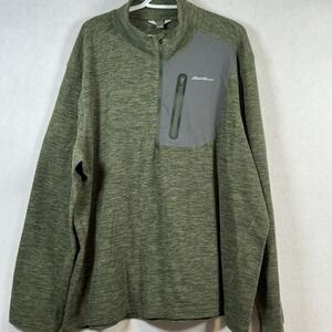 Eddie‎ Bauer Sweatshirt Men's XXLarge Pullover Half Zip Neck Melange Green